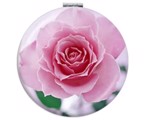 Taskespejl; lyserød rose - sødt lille makeup spejl til tasken 